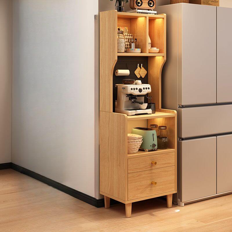 Natural Finish Walnut Modern Kitchen Storage Cabinet