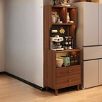Natural Finish Walnut Modern Kitchen Storage Cabinet