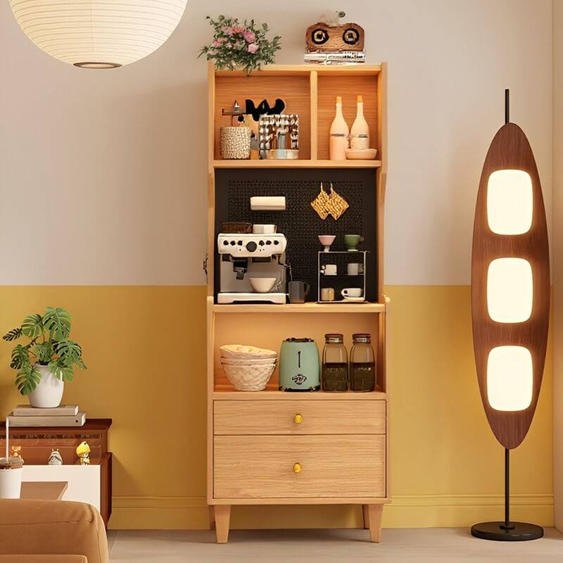 Natural Finish Walnut Modern Kitchen Storage Cabinet Main Product Image