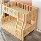 Natural Finish Wood Bunk Bed with Drawers and Mattress