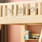 Natural Finish Wood Bunk Bed with Drawers and Mattress