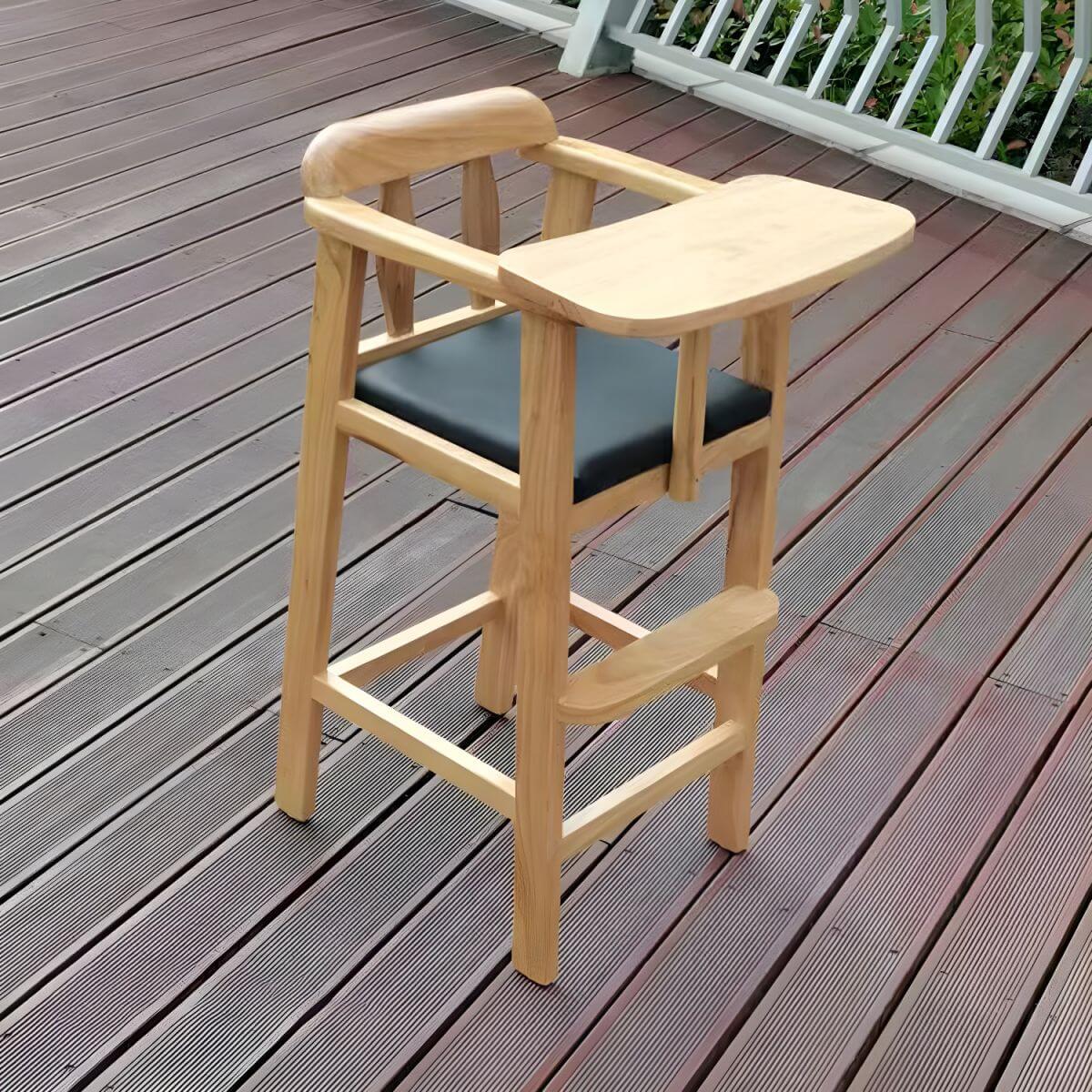 Natural Finish Wooden Dining Chair with Comfortable Design for Kids