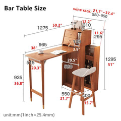 Natural Folding MDF Wine Bar Table For Small Spaces