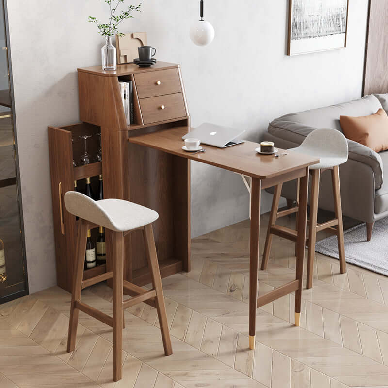Natural Folding MDF Wine Bar Table For Small Spaces