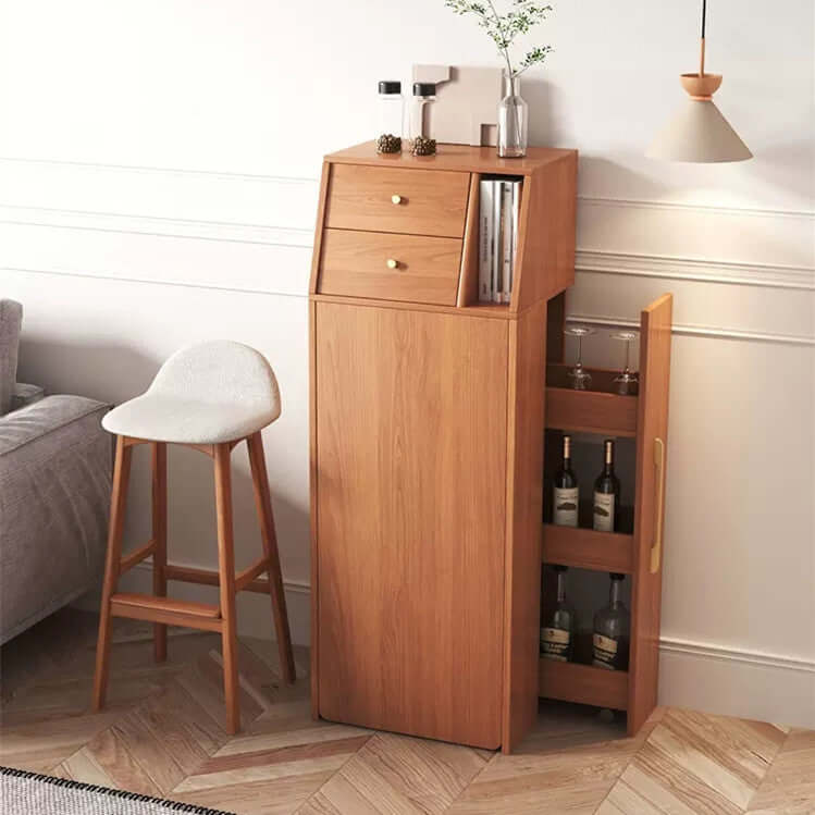 Natural Folding MDF Wine Bar Table For Small Spaces
