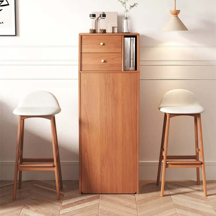 Table de Bar à Vin Pliante en MDF Naturel pour Petits Espaces Image secondaire du produit