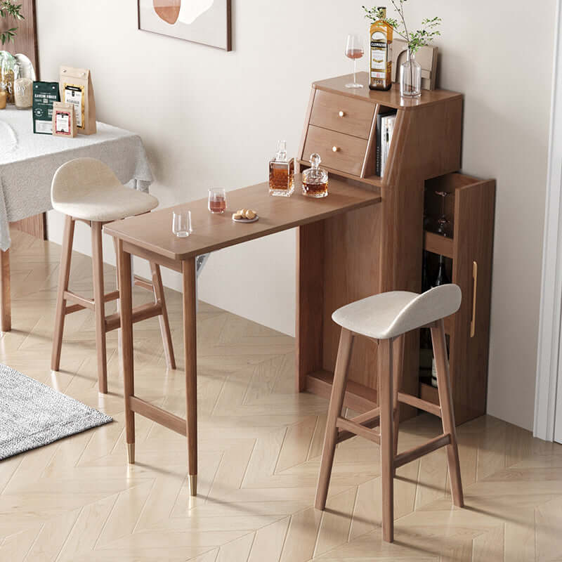 Natural Folding MDF Wine Bar Table For Small Spaces