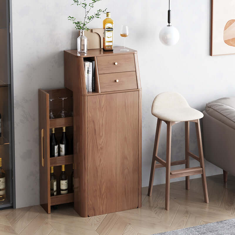 Natural Folding MDF Wine Bar Table For Small Spaces