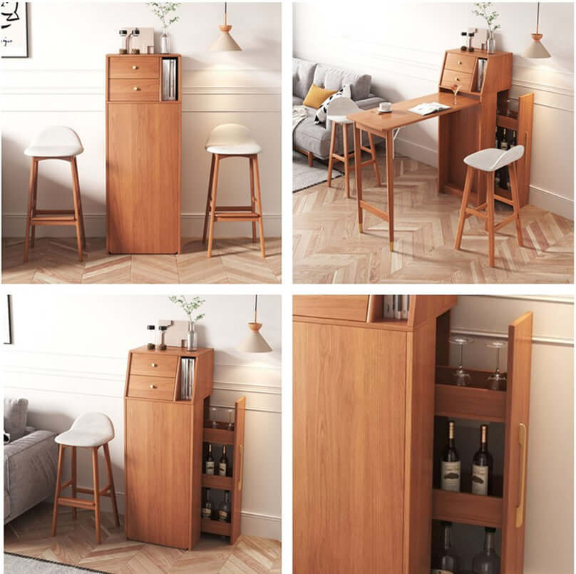Natural Folding MDF Wine Bar Table For Small Spaces Main Product Image
