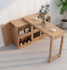 Natural Folding Table + Cabinet with Hidden Storage