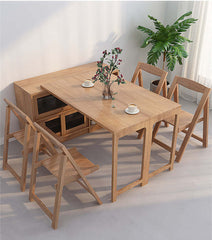 Natural Folding Table + Cabinet with Hidden Storage