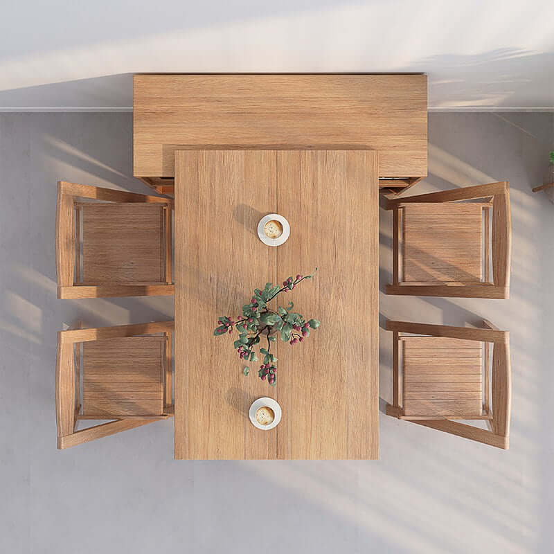 Natural Folding Table + Cabinet with Hidden Storage