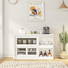 Natural Folding Table + Cabinet with Hidden Storage