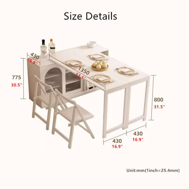 Natural Folding Table + Cabinet with Hidden Storage