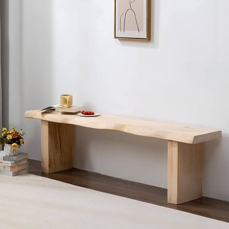 Natural Live Edge Wood Bench with Minimalist Modern Design