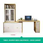 Natural Murphy Bed with Desk & Wall Shelf, 1.5M