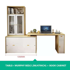 Natural Murphy Bed with Desk & Wall Shelf, 1.5M