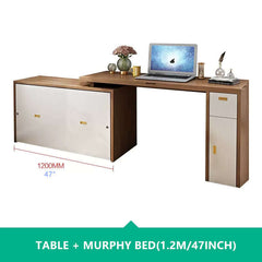 Natural Murphy Bed with Desk & Wall Shelf, 1.5M