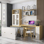 Natural Murphy Bed with Desk & Wall Shelf, 1.5M