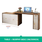 Natural Murphy Bed with Desk & Wall Shelf, 1.5M
