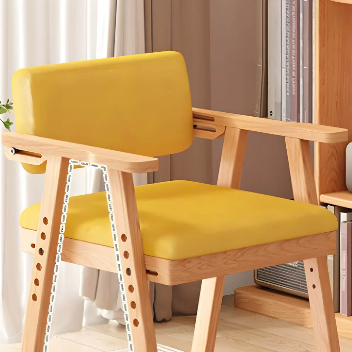 Natural/Pink Upholstered Chair with Wooden Frame for Kids