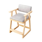 Natural/Pink Upholstered Chair with Wooden Frame for Kids