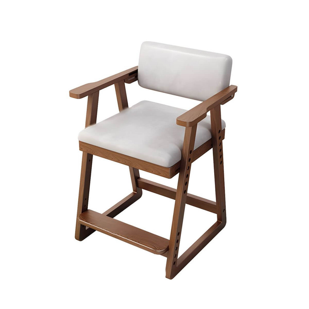 Natural/Pink Upholstered Chair with Wooden Frame for Kids