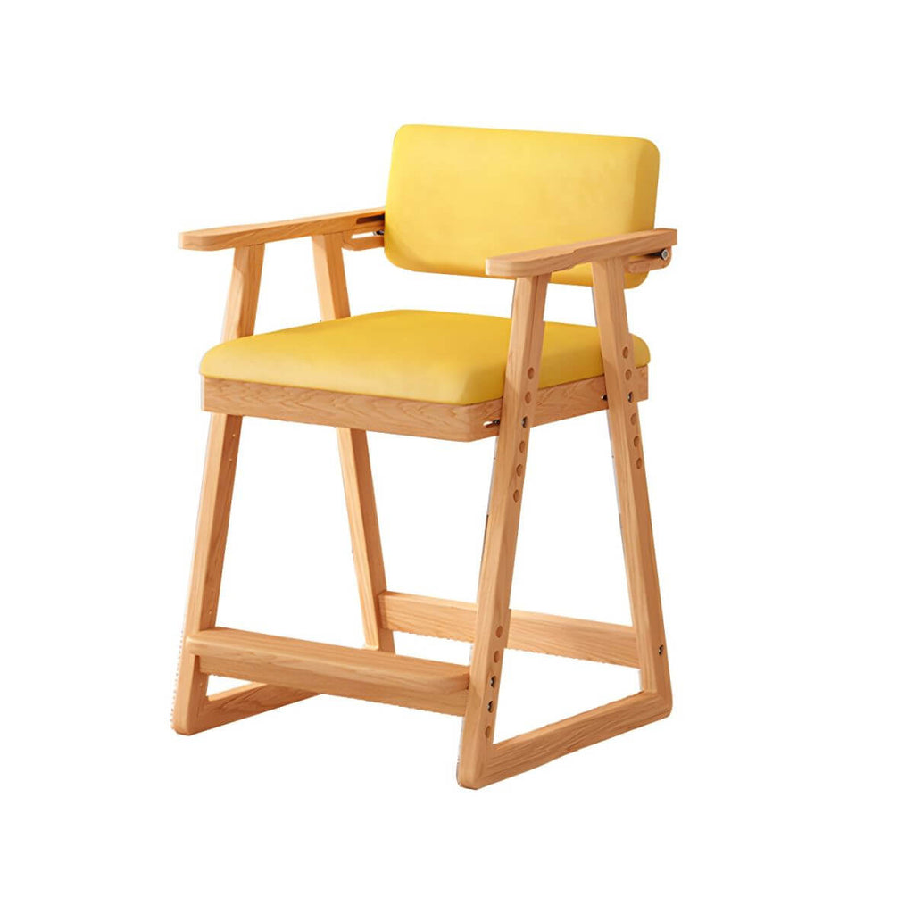 Natural/Pink Upholstered Chair with Wooden Frame for Kids