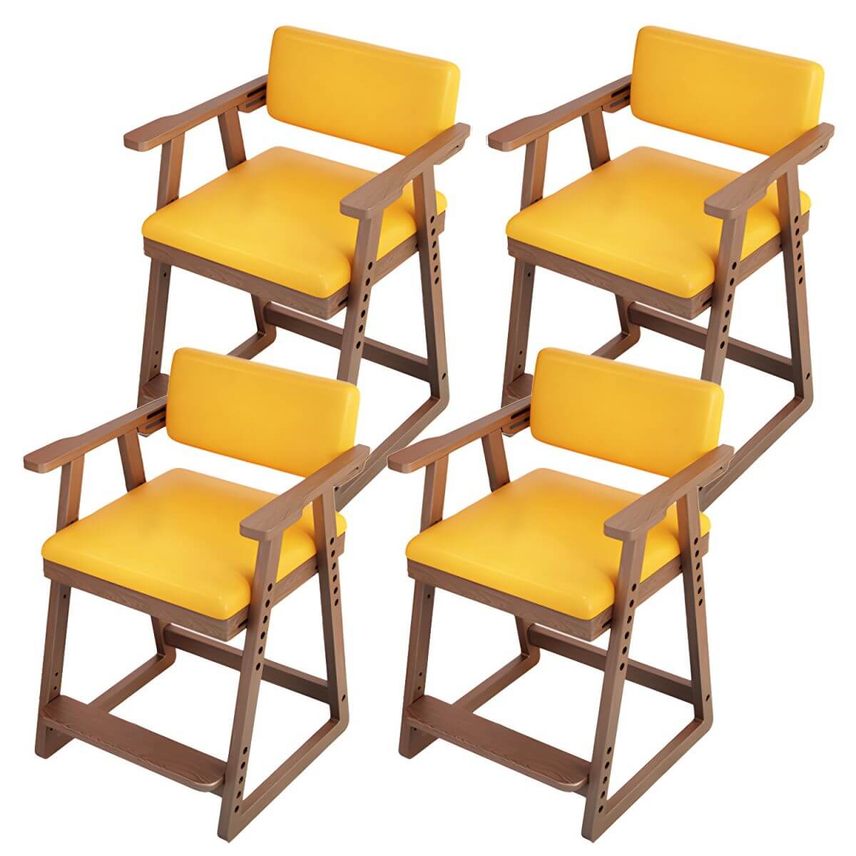 Natural/Pink Upholstered Chair with Wooden Frame for Kids