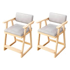 Natural/Pink Upholstered Chair with Wooden Frame for Kids