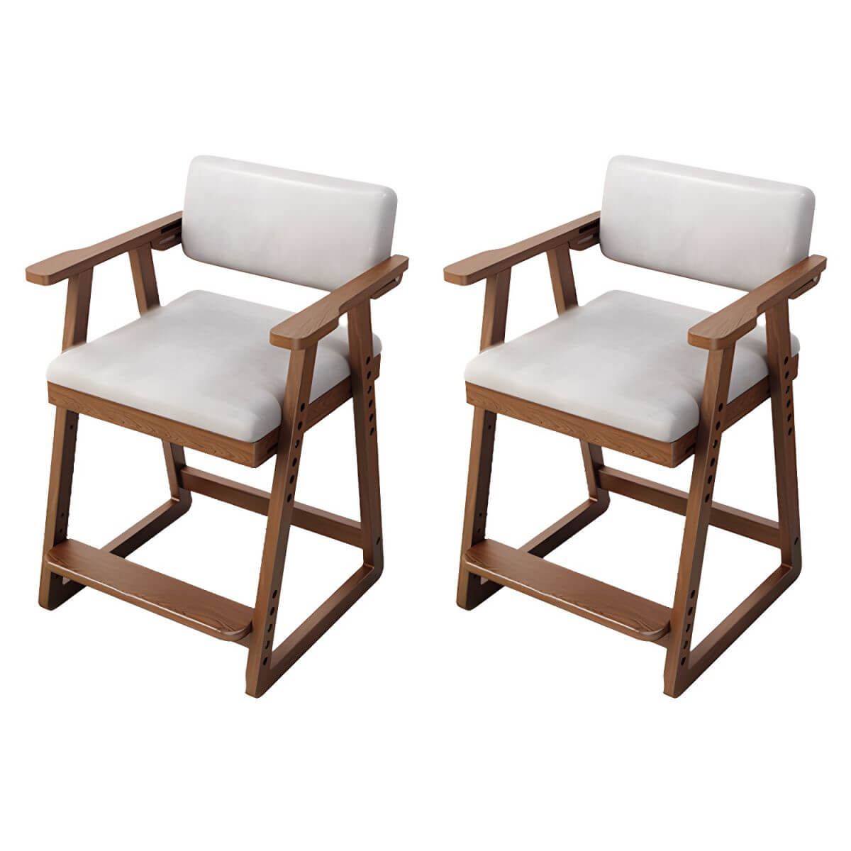 Natural/Pink Upholstered Chair with Wooden Frame for Kids