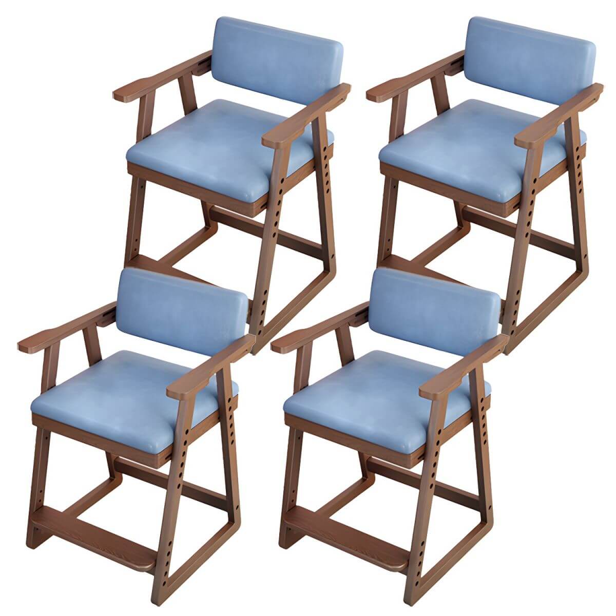 Natural/Pink Upholstered Chair with Wooden Frame for Kids