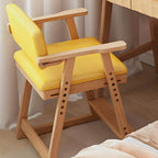 Natural/Pink Upholstered Chair with Wooden Frame for Kids