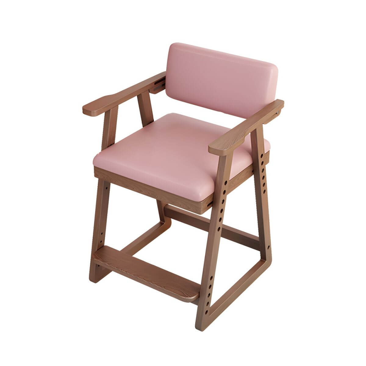 Natural/Pink Upholstered Chair with Wooden Frame for Kids