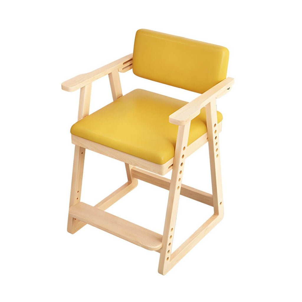 Natural/Pink Upholstered Chair with Wooden Frame for Kids