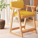 Natural/Pink Upholstered Chair with Wooden Frame for Kids