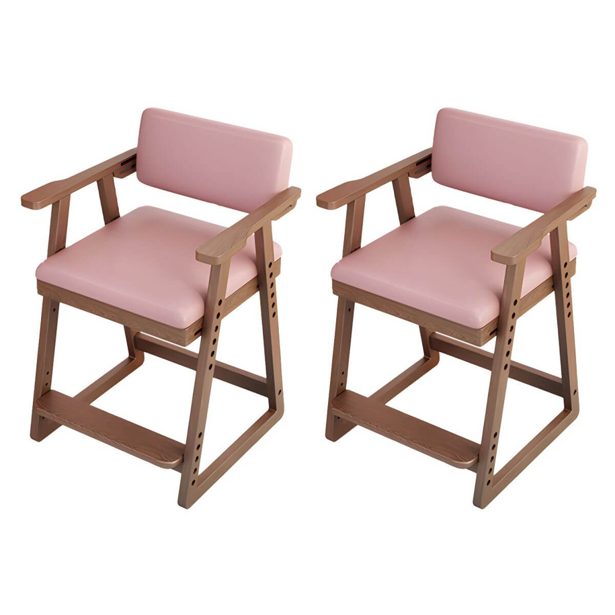 Natural/Pink Upholstered Chair with Wooden Frame for Kids