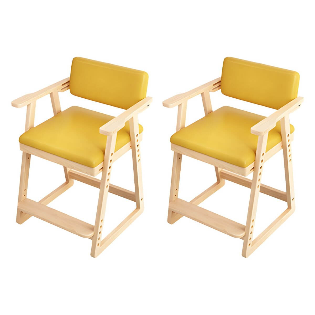 Natural/Pink Upholstered Chair with Wooden Frame for Kids