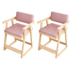 Natural/Pink Upholstered Chair with Wooden Frame for Kids