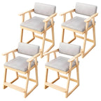 Natural/Pink Upholstered Chair with Wooden Frame for Kids