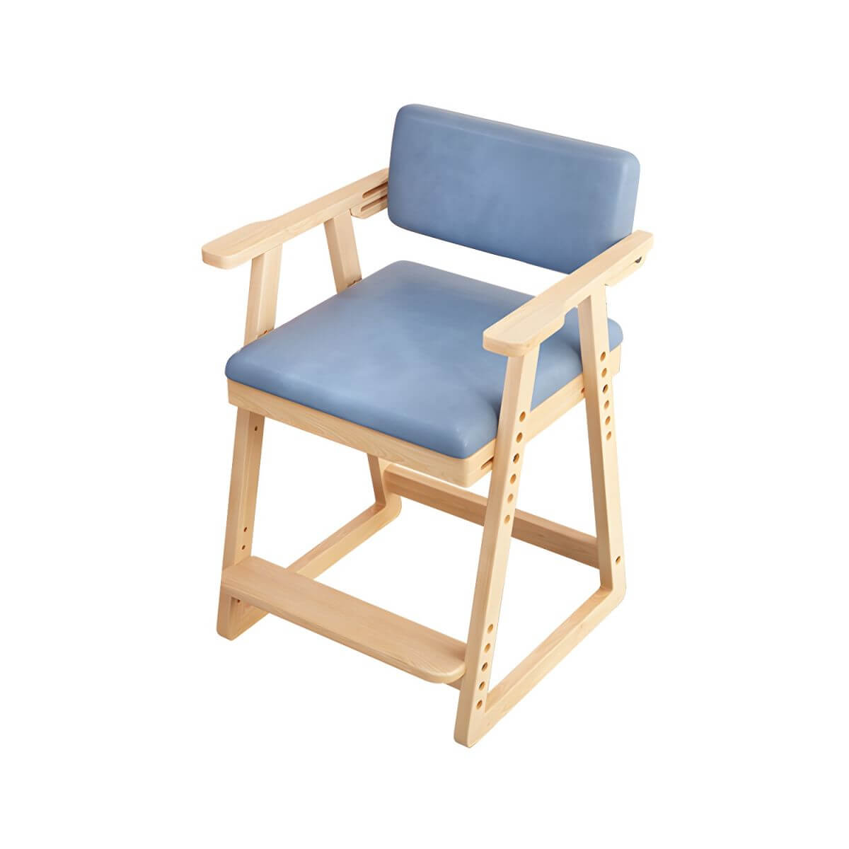 Natural/Pink Upholstered Chair with Wooden Frame for Kids