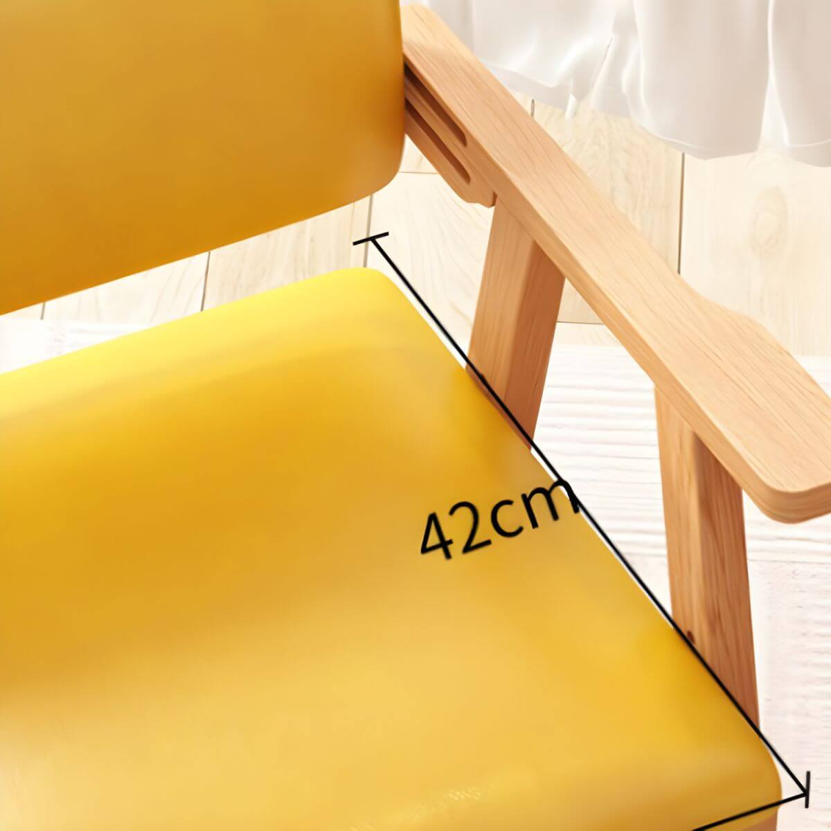 Natural/Pink Upholstered Chair with Wooden Frame for Kids