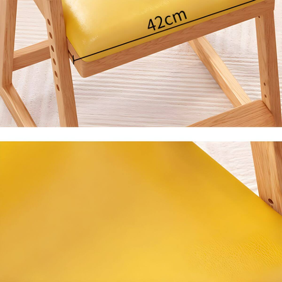 Natural/Pink Upholstered Chair with Wooden Frame for Kids