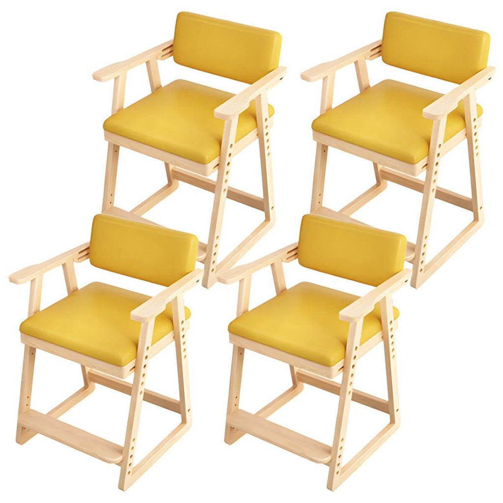 Natural/Pink Upholstered Chair with Wooden Frame for Kids