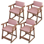 Natural/Pink Upholstered Chair with Wooden Frame for Kids