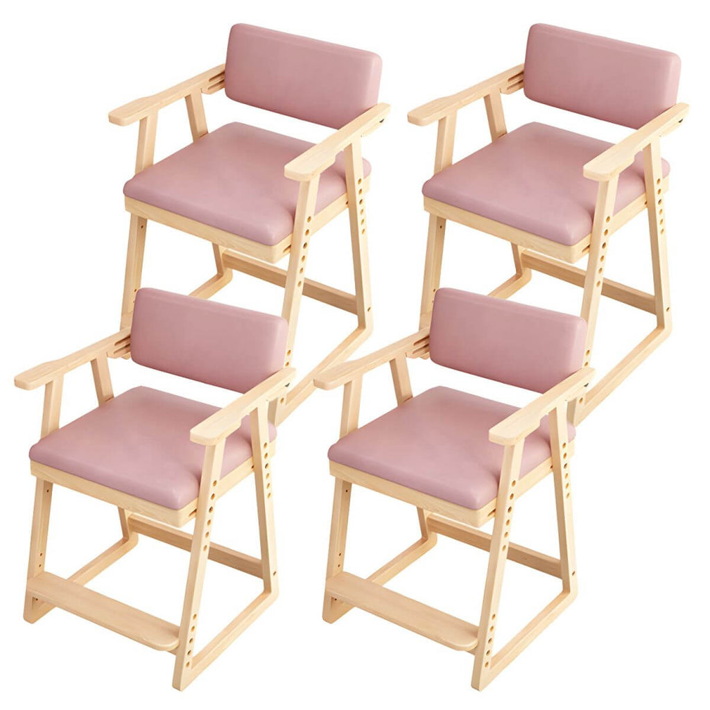Natural/Pink Upholstered Chair with Wooden Frame for Kids
