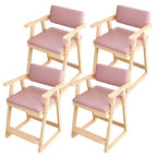Natural/Pink Upholstered Chair with Wooden Frame for Kids