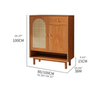Natural Rattan Pinewood Shoe Cabinet With Adjustable Shelves