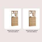 Natural Rattan Wooden 3-Tier Shoe Rack Cabinet Series