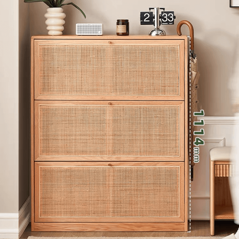 Natural Rattan Wooden 3-Tier Shoe Rack Cabinet Series Secondary image